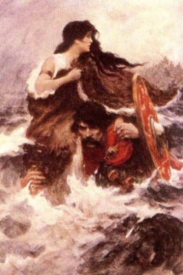 Naoise vlucht terwijl hij Deirdre draagt