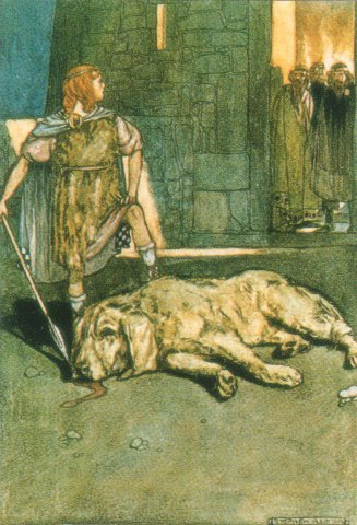 Setanta (Cú Chulainn) doodde de hond van Culann