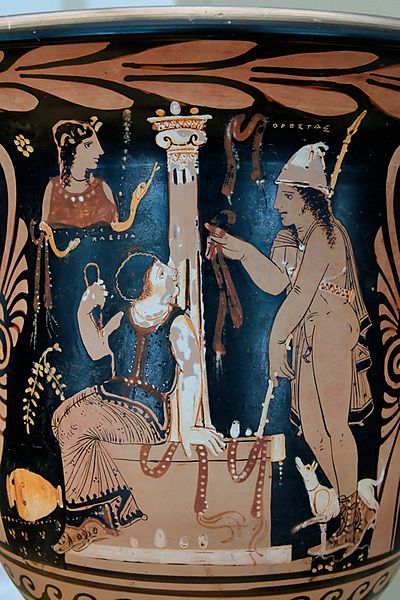 Orestes en Electra bij het graf van hun vader Agamemnon