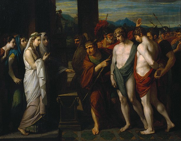 Pylades en Orestes als slachtoffers voor Iphigenia gebracht - Klassiek schilderij