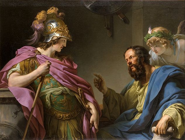 Alcibiades onderwezen door Socrates, klassiek schilderij