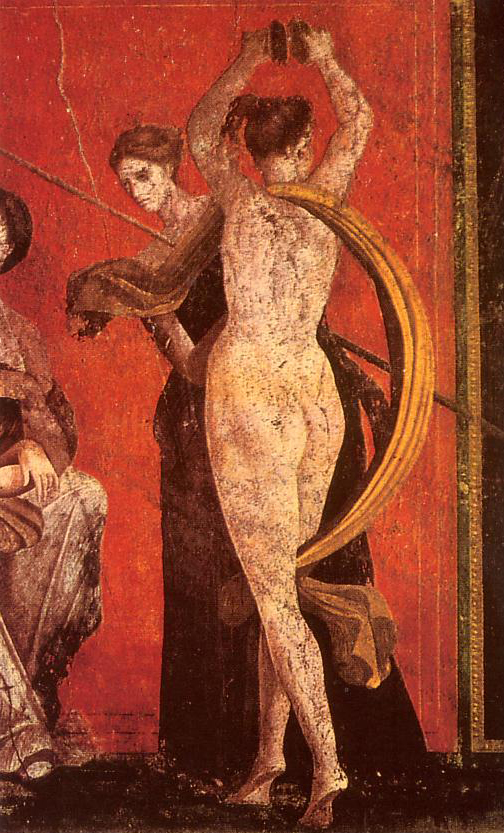 Romeins fresco uit de Villa dei Misteri, Pompeii, met een dansende maenade