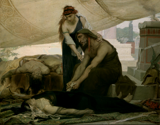 Oedipus en zijn familie - Een schilderij van de tragische familie van Oedipus