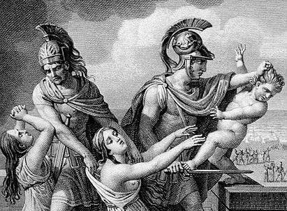 Trojaanse vrouwen die treuren na de val van de stad