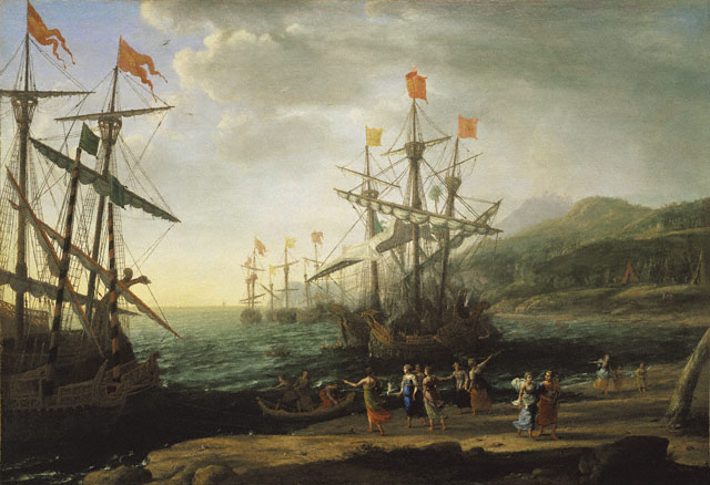 Trojaanse vrouwen die de Griekse vloot in brand steken