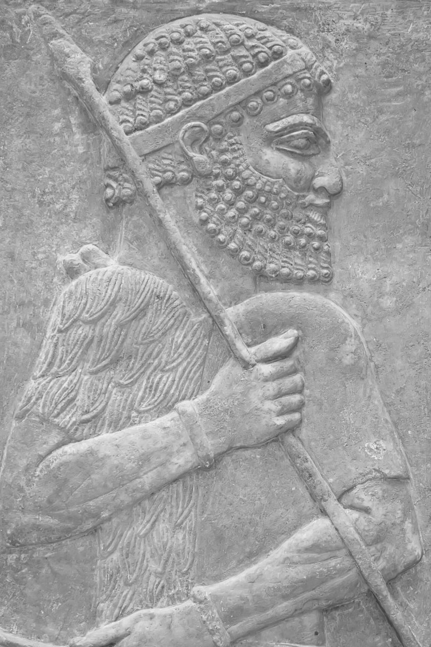 Sumerische krijger met speer